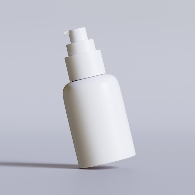 realistic 3d render cosmetic bottle with pump transparent background