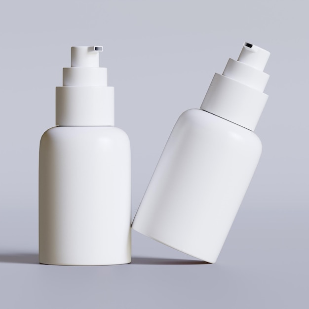 realistic 3d render cosmetic bottle with pump transparent background