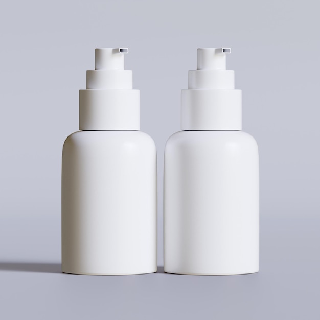 realistic 3d render cosmetic bottle with pump transparent background