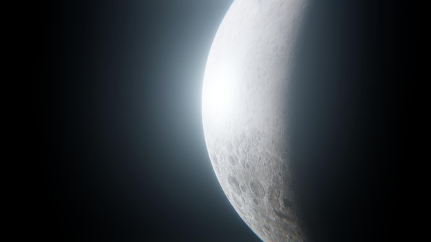 Realistic 3d render moon in space, realistic moon surface, moon
craters. black with stars background copy space. glowing surface.
elements of this image furnished by nasa. cinematic
scene.illustration