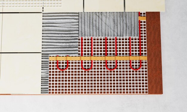 현실적인 3d 렌더링 바닥 난방 전기 바닥 난방 시스템