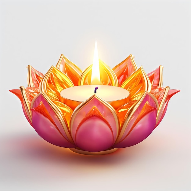 Realistic 3D Rendered Diwali Diya created with Generative AI