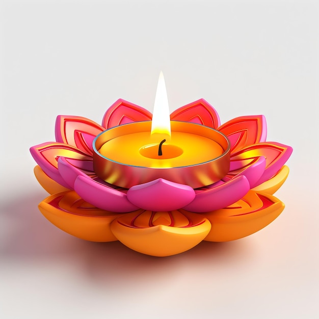 Realistic 3D Rendered Diwali Diya created with Generative AI