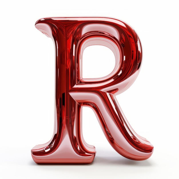 Реалистичная 3D-рендерная буква R в светло-красном жидком металле