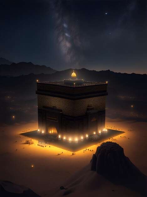 Foto rendering 3d realistico di kaaba