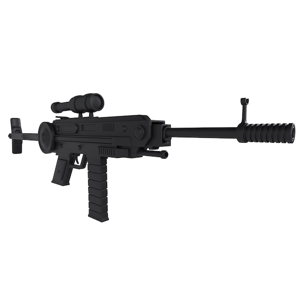 Realistic 3D rendering of a modern tactical rifle with optical sight