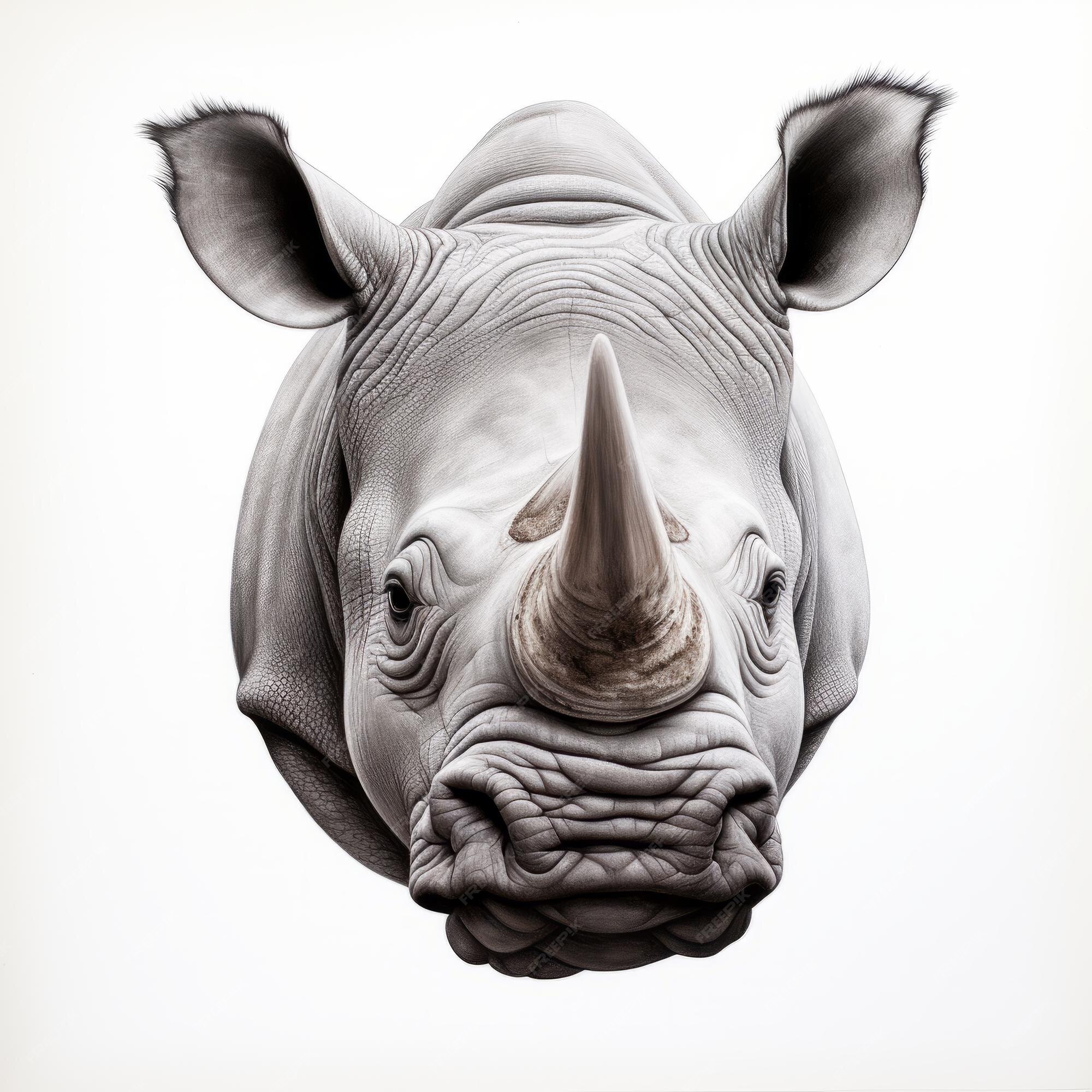 Premium AI Image Realistic 3d Rhinoceros Portrait Tattoo Drawing On