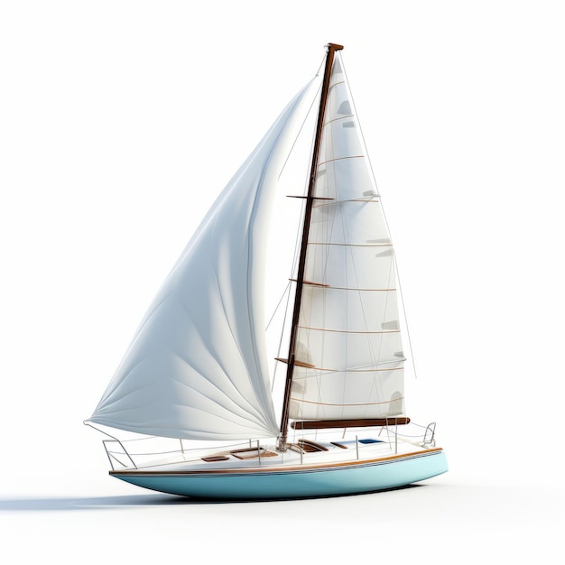 Photo realistic 3d sailboat on white background