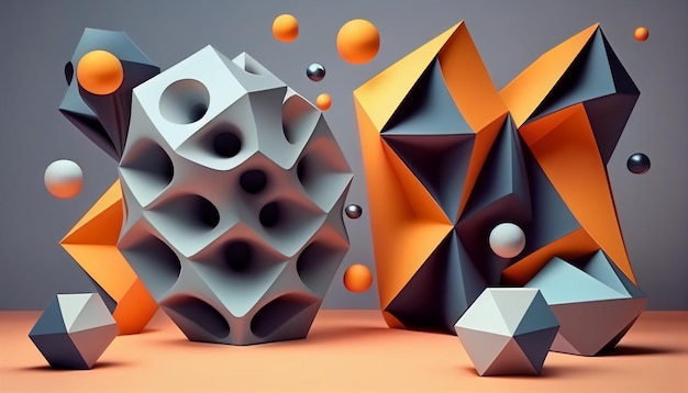 Realistic 3d shapes background concept Generative AI