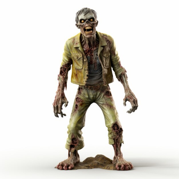 Realistic 3d Smiling Zombie Figure On White Background