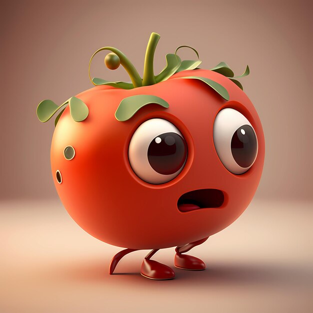 Realistic 3D Tomato Character Image Generative AI