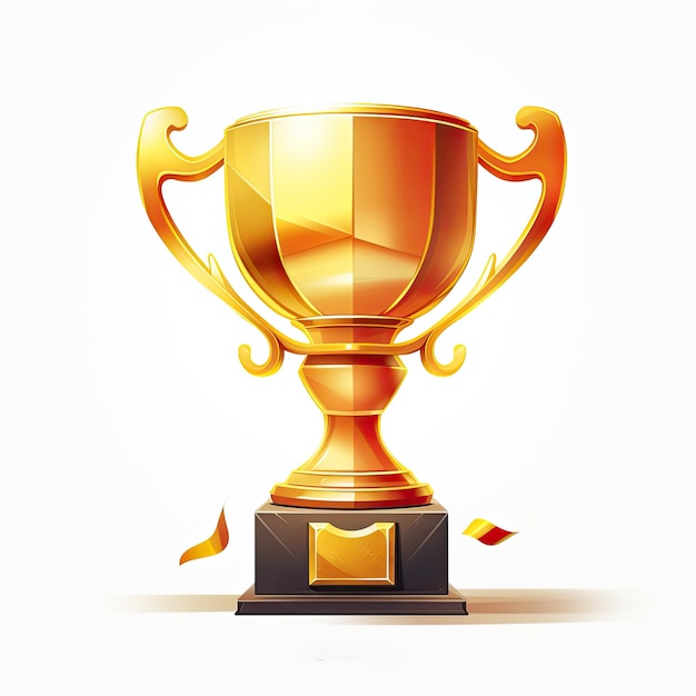 Realistic 3D Trophy cup on minimal background Vector illustration