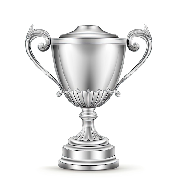 Realistic 3D Trophy cup on minimal background Vector illustration