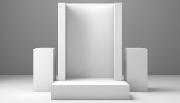 Realistic 3D white theme podium for product display