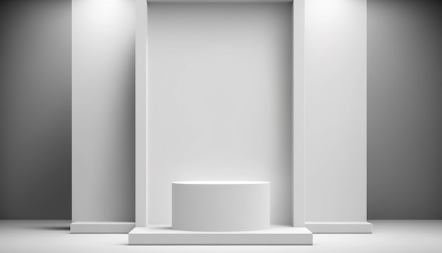 Realistic 3D white theme podium for product display