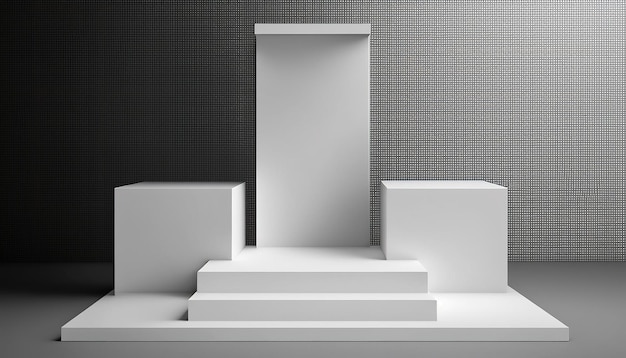 Realistic 3D white theme podium for product display