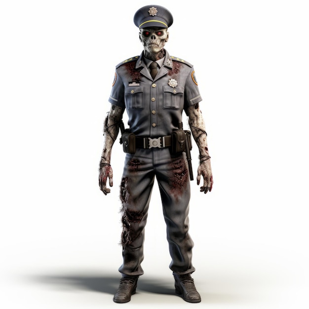 Realistic 3d Zombie Policeman In Uniform Characterdriven Renderings