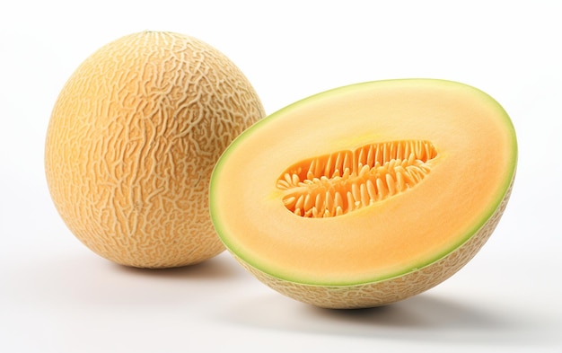 Realistic 8k Cantaloupe on White