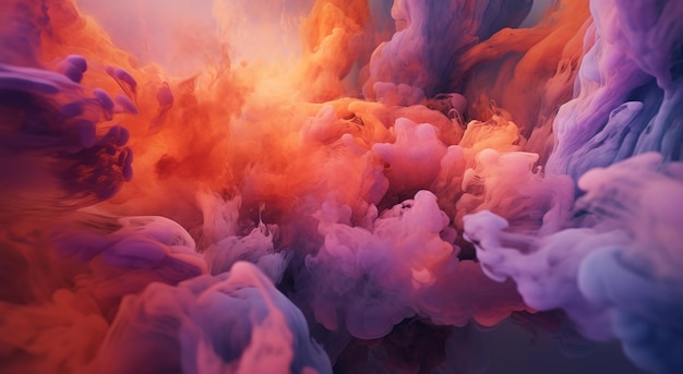 明るいオレンジと濃い紫のカラー スタイルの現実的な抽象的な風景の壁紙生成 AI