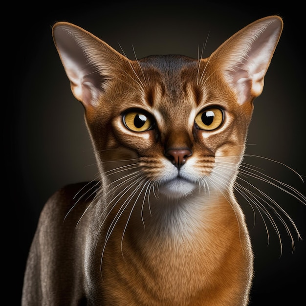 Photo realistic abyssinian cat on ravishing natural outdoor background