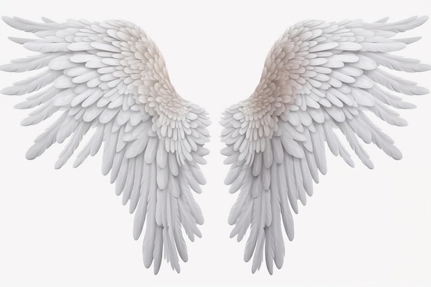 Реалистичные ангельские крылья с белым фоном