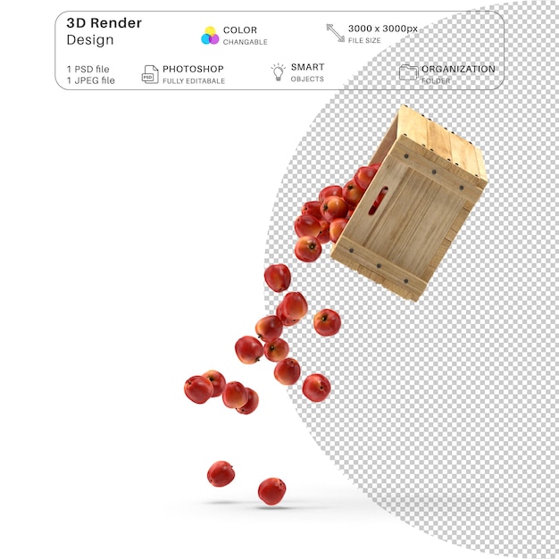 Foto modello 3d di mele realistiche file psd di alta qualità per il design dettagliato degli alimenti
