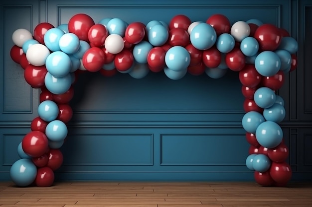 Photo realistic april fools day with garlands and balloons