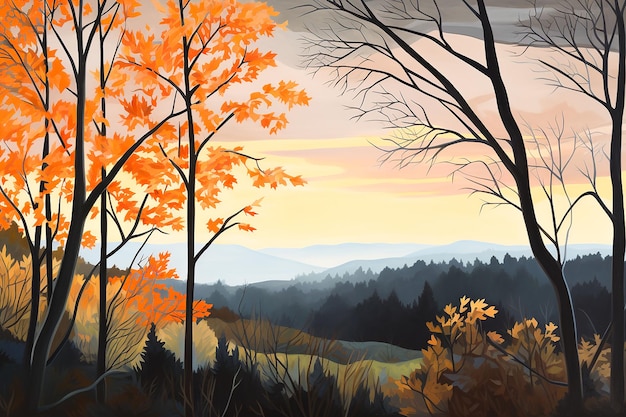 Realistic autumn landscape Generated by AI