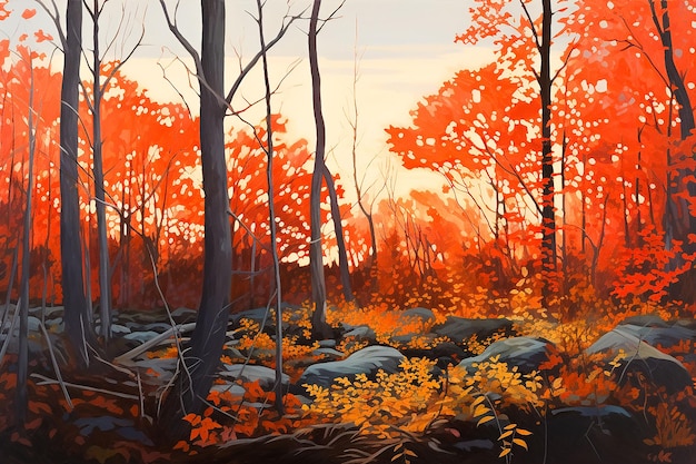 Realistic autumn landscape generated by ai