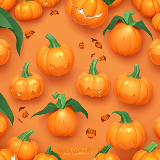 Realistic Background of Halloween Top view pumpkins arrangement