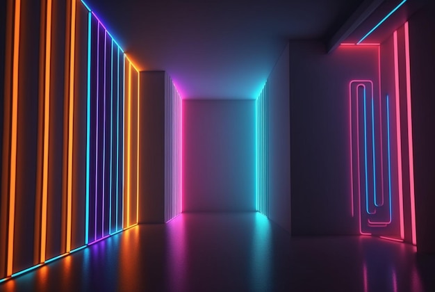 Realistic background with neon light generative ai