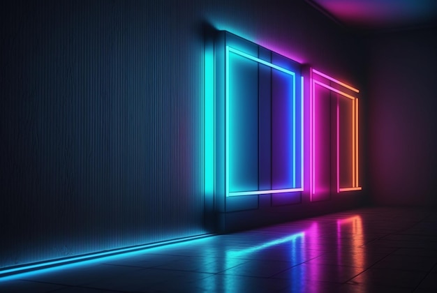 Realistic background with neon light generative ai