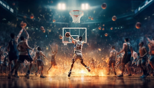 Realistic basketball gameplay photoshoot