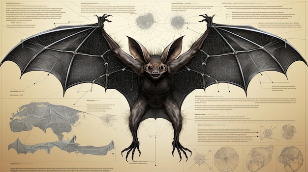 Realistic Bat Anatomy Diagram