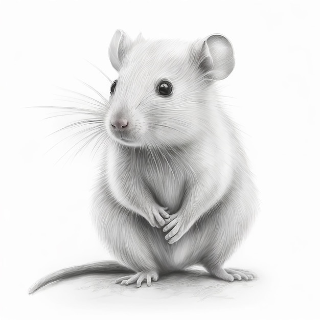 Realistic beautiful rat pencil sketch drawing picture AI Generated