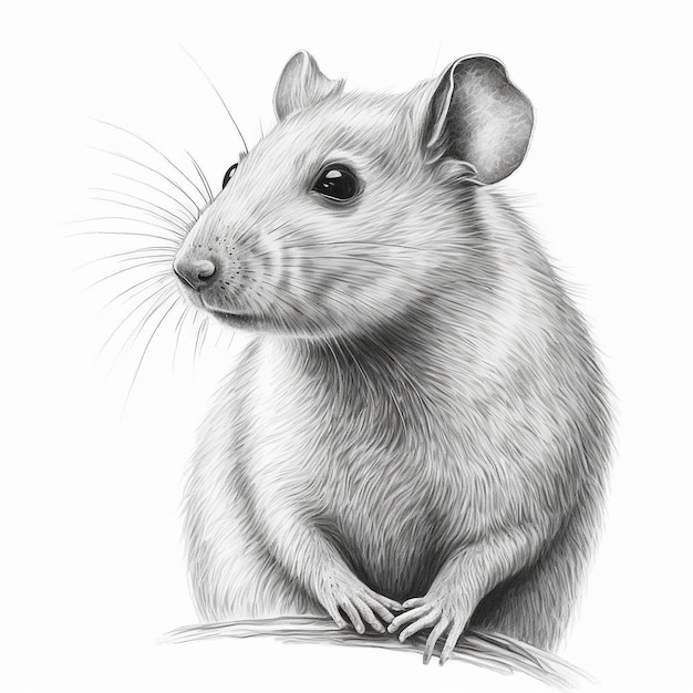 Realistic beautiful rat pencil sketch drawing picture AI Generated