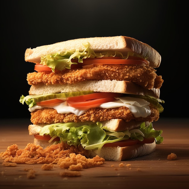 realistic beef schnitzel sandwic