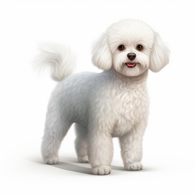 Realistic Bichon Frise Standing Illustration On White Background