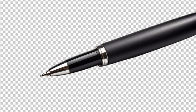 Realistic black ballpoint pen isolated on transparent background