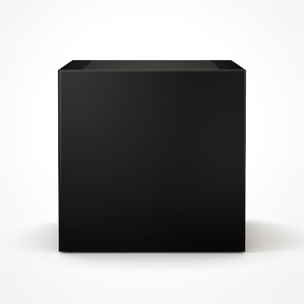 Photo realistic black package box isolated white background