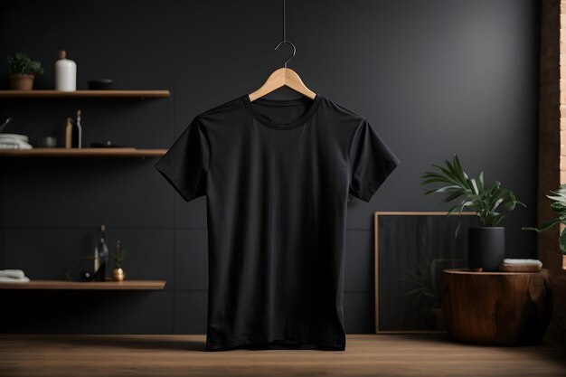 Реалистичный макет черной футболки