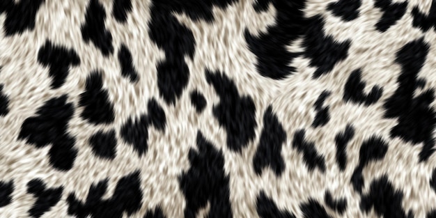 Photo realistic black and white long pile animal print rug or fur coat fashion background texture