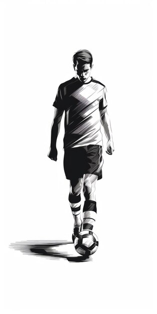 Realistic Black and White Soccer Player Illustration