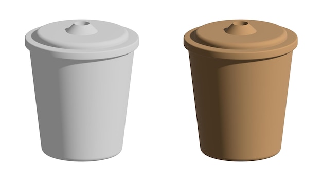 realistic blank mock up paper cups with white and brown 3d illustration