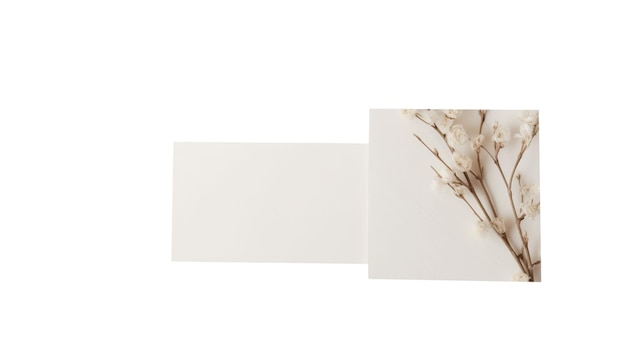 Photo realistic blank paper cards with decorative floral branch