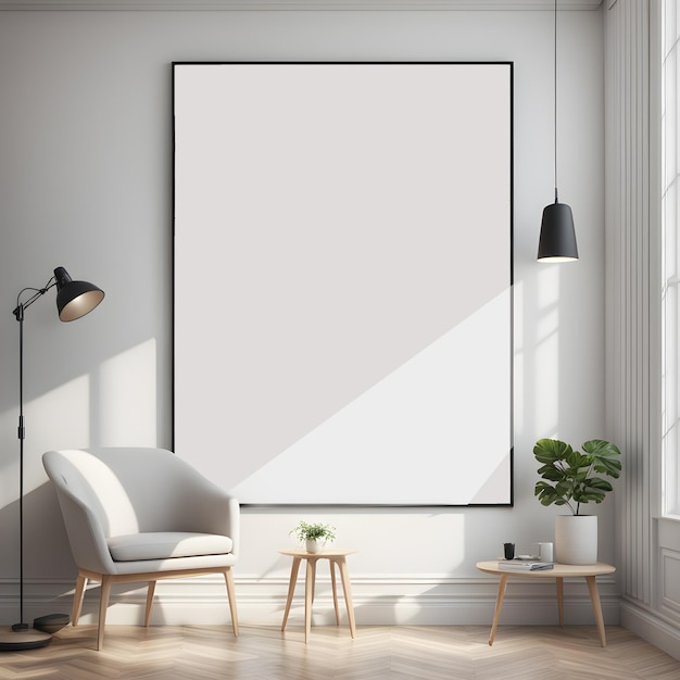 Realistic Blank Poster Mockup in Modern Decor