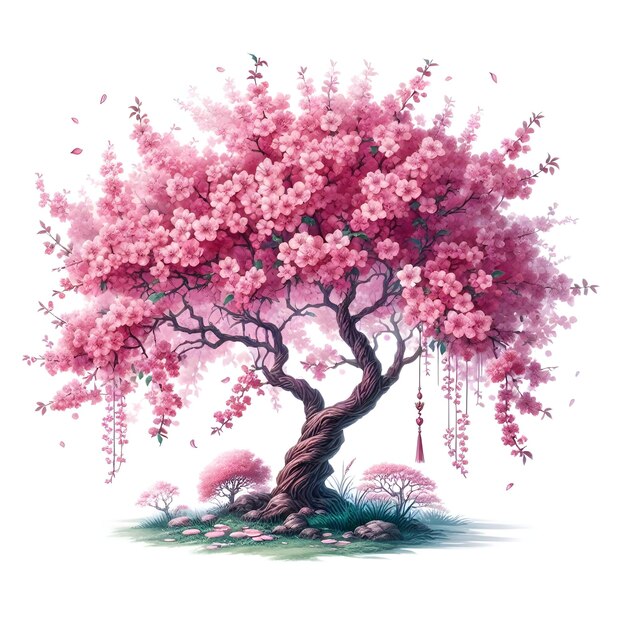realistic blossoming sakura tree
