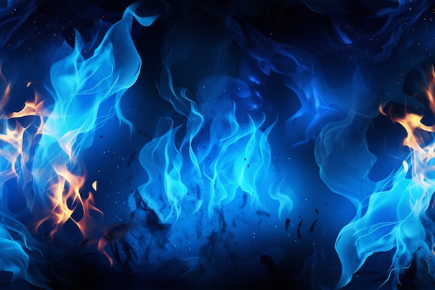 Photo realistic blue fire or smog border