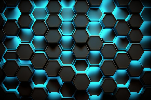 Realistic blue hexagon pattern background Illustration AI Generative