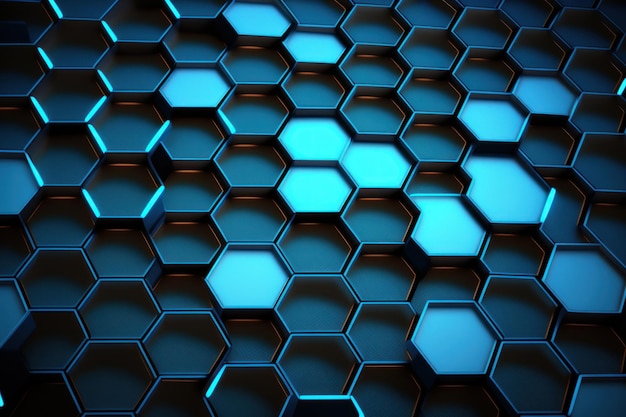 Realistic blue hexagon pattern background Illustration AI Generative